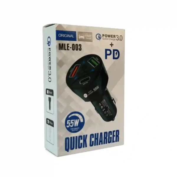 CARGADOR PARA CARRO USB/TIPO C MLE-003