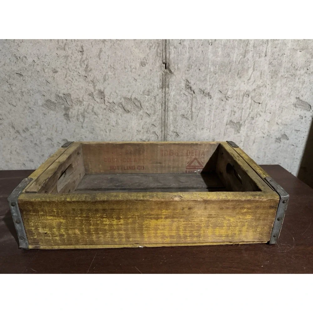 Vintage Coca-Cola Yellow Wooden Crate Approx 18.5