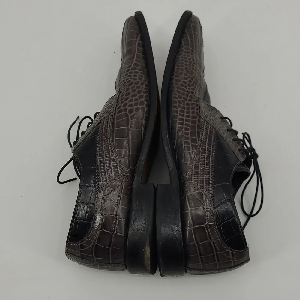 Vintage‎ Stacy Adams Croc Lace Up Loafers Men's Size 10