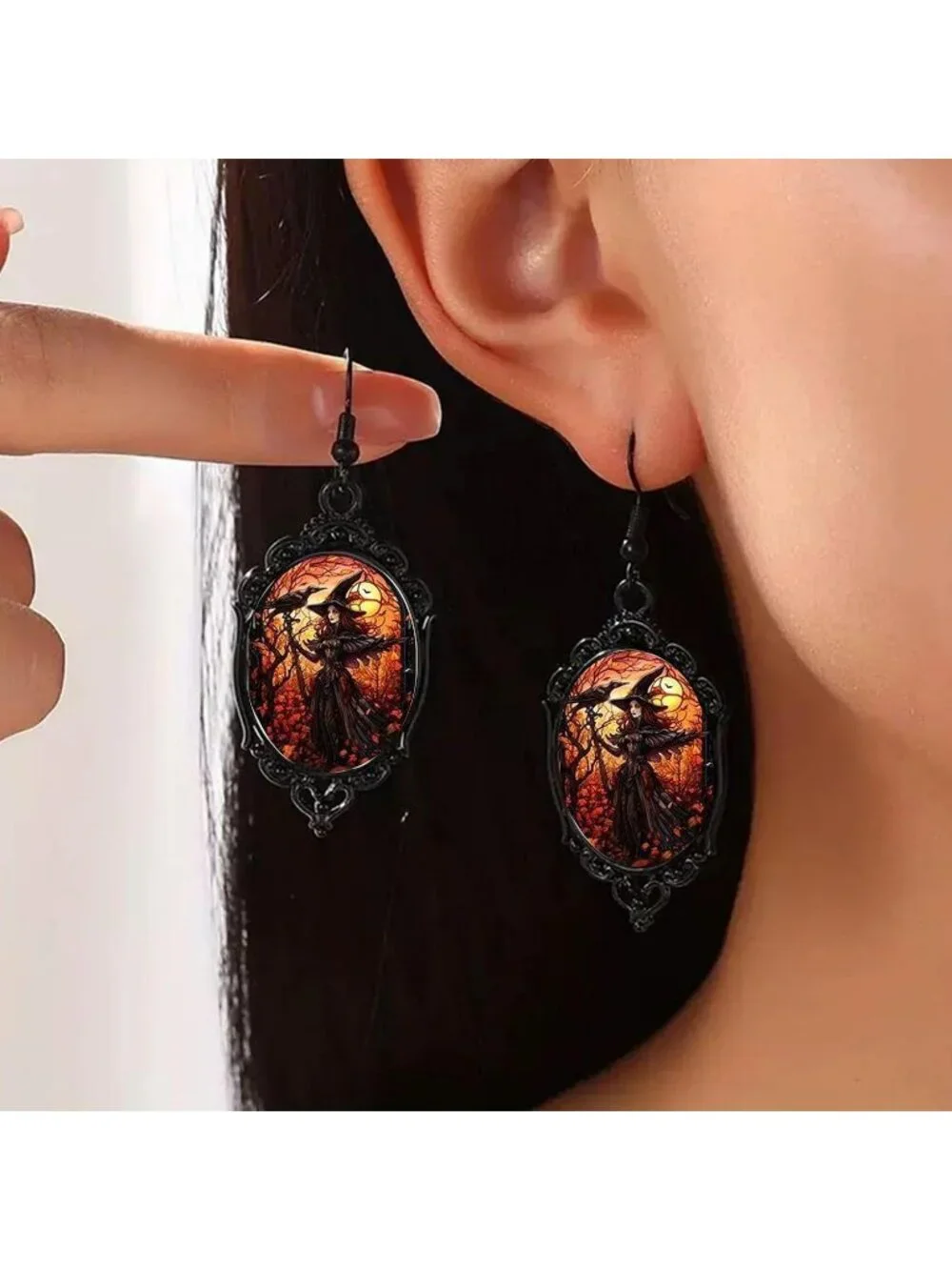 Women’s Jewelry Black Witch Set Halloween Victorian Punk Gothic Necklace Earring